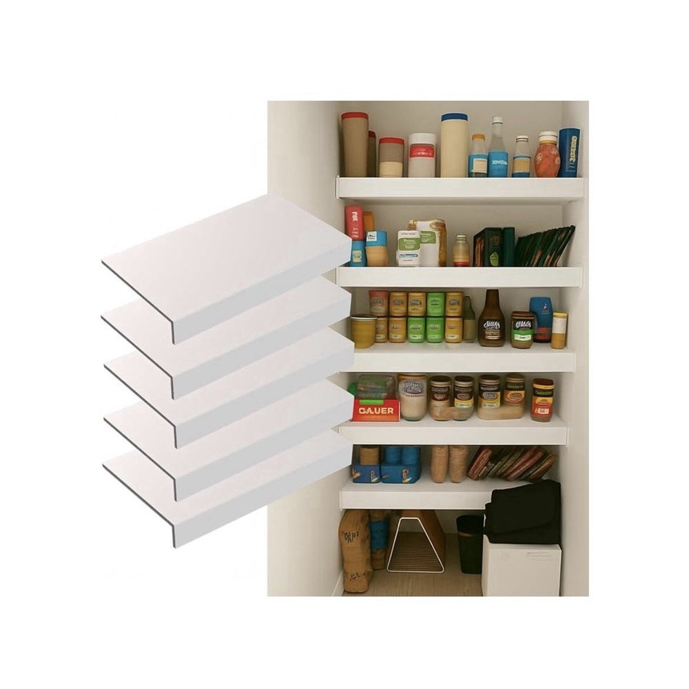 White 48x16" 5-PK Shelf Covers for Wire Shelving Instantly PVC Wood Look Pantry